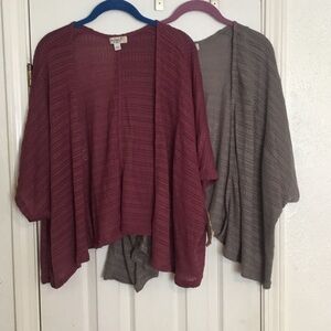 NWT Open-Front Knit Cascade Cropped Cardigan Maroon Or Grey